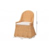 bali & pari Maya Natural Rattan Accent Chair - Hand Woven Wicker Dining Chair with Scalloped Skirt and Cushion, Coastal Boho Style Seating for Dining or Living Room, Light Honey - Dimensions