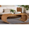 bali & pari Palm Waterfall Natural Rattan Coffee Table - Handwoven Wicker Centerpiece with Curved Silhouette for Boho, Coastal, or Tropical Living Room and Lounge Area - Lifestyle