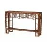 bali & pari Tahlia Marbled Tortoise Natural Rattan Console Table - angled - bali & pari Tahlia Marbled Tortoise Natural Rattan Console Table - angled