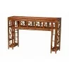 bali & pari Wahid Marbled Tortoise Natural Rattan Console Table - angled - bali & pari Wahid Marbled Tortoise Natural Rattan Console Table - angled