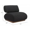 Barsa Accent Chair in Black- Seat dimension