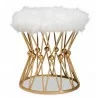 Baxton Studio Leonie White Faux Fur Upholstered Ottoman - Baxton Studio Leonie White Faux Fur Upholstered Ottoman