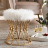 Baxton Studio Leonie White Faux Fur Upholstered Ottoman