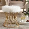 Baxton Studio Leonie White Faux Fur Upholstered Ottoman - Baxton Studio Leonie White Faux Fur Upholstered Ottoman