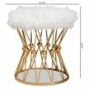 Baxton Studio Leonie White Faux Fur Upholstered Ottoman - Baxton Studio Leonie White Faux Fur Upholstered Ottoman
