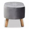 Baxton Studio Simone Grey Velvet Upholstered Ottoman - Baxton Studio Simone Grey Velvet Upholstered Ottoman