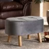 Baxton Studio Simone Grey Velvet Upholstered Ottoman - Baxton Studio Simone Grey Velvet Upholstered Ottoman