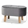 Baxton Studio Simone Grey Velvet Upholstered Ottoman - Baxton Studio Simone Grey Velvet Upholstered Ottoman