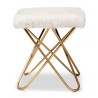 Baxton Studio Valle White Faux Fur Upholstered Ottoman