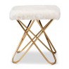 Baxton Studio Valle White Faux Fur Upholstered Ottoman