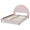 Baxton Studio Odille Light Pink Velvet Upholstered Queen Seashell Platform Bed