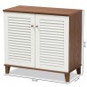 Baxton Studio Coolidge White Walnut 4 Shelf Shoe Storage Cabinet