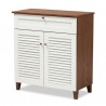 Baxton Studio Coolidge White Walnut 4 Shelf Shoe Storage Cabinet with Drawer
