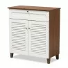 Baxton Studio Coolidge White Walnut 4 Shelf Shoe Storage Cabinet with Drawer - Baxton Studio Coolidge White Walnut 4 Shelf Shoe Storage Cabinet with Drawer