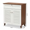 Baxton Studio Coolidge White Walnut 4 Shelf Shoe Storage Cabinet with Drawer