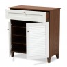 Baxton Studio Coolidge White Walnut 4 Shelf Shoe Storage Cabinet with Drawer