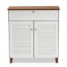 Baxton Studio Coolidge White Walnut 4 Shelf Shoe Storage Cabinet with Drawer