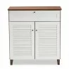Baxton Studio Coolidge White Walnut 4 Shelf Shoe Storage Cabinet with Drawer - Baxton Studio Coolidge White Walnut 4 Shelf Shoe Storage Cabinet with Drawer