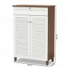 Baxton Studio Coolidge White Walnut 5 Shelf Shoe Storage Cabinet with Drawer - Baxton Studio Coolidge White Walnut 5 Shelf Shoe Storage Cabinet with Drawer