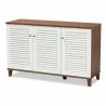 Baxton Studio Coolidge Walnut 8 Shelf Shoe Storage Cabinet - Baxton Studio Coolidge Walnut 8 Shelf Shoe Storage Cabinet