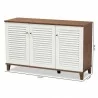 Baxton Studio Coolidge Walnut 8 Shelf Shoe Storage Cabinet - Baxton Studio Coolidge Walnut 8 Shelf Shoe Storage Cabinet