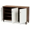 Baxton Studio Coolidge Walnut 8 Shelf Shoe Storage Cabinet - Baxton Studio Coolidge Walnut 8 Shelf Shoe Storage Cabinet