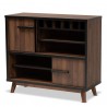 Baxton Studio Margo Walnut Brown Black Wood Wine Storage Cabinet