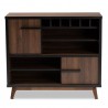 Baxton Studio Margo Walnut Brown Black Wood Wine Storage Cabinet