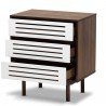 Baxton Studio Meike Walnut White 3 Drawers Nightstand
