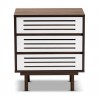 Baxton Studio Meike Walnut White 3 Drawers Nightstand