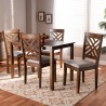 Baxton Studio Caron Grey Fabric Upholstered 4-Piece Dining Chair Set