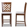 Baxton Studio Caron Upholstered 2-Piece Wood Counter Height Pub Chair Set 
