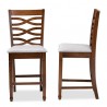 Baxton Studio Lanier Upholstered 2-Piece Wood Counter Height Pub Chair Set 