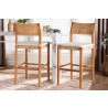 Baxton Studio bali & pari Chatura Natural Rattan and Mahogany Wood 2-Piece Bar Stool Set - lifestyle