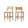 Baxton Studio bali & pari Chatura Natural Rattan and Mahogany Wood 2-Piece Bar Stool Set - angled - Baxton Studio bali & pari Chatura Natural Rattan and Mahogany Wood 2-Piece Bar Stool Set - angled