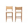 Baxton Studio bali & pari Chatura Natural Rattan and Mahogany Wood 2-Piece Bar Stool Set - front
