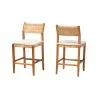 Baxton Studio bali & pari Chatura Natural Rattan and Mahogany Wood 2-Piece Counter Stool Set - angled - Baxton Studio bali & pari Chatura Natural Rattan and Mahogany Wood 2-Piece Counter Stool Set - angled