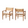 Baxton Studio bali & pari Chatura Natural Rattan and Mahogany Wood 2-Piece Dining Armchair Set - angled