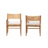 Baxton Studio bali & pari Chatura Natural Rattan and Mahogany Wood 2-Piece Dining Armchair Set - front