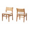 Baxton Studio bali & pari Chatura Natural Rattan and Mahogany Wood 2-Piece Dining Side Chair Set - angled
