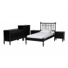 Baxton Studio Callison Spindle Twin 5-Piece Bedroom Set with two nightstands and chest in Black - angled set