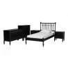 Baxton Studio Callison Spindle Twin 5-Piece Bedroom Set with two nightstands and chest in Black - angled set - Baxton Studio Callison Spindle Twin 5-Piece Bedroom Set with two nightstands and chest in Black - angled set