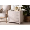 Baxton Studio Javianne End Table with Striped Faux Leather - lifestyle