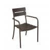 Bayview Stacking Armchair - Walnut Synthetic Wood - Powder Coated Aluminum - Bronze