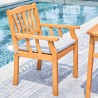 Vifah Kapalua Honey Nautical 5-Piece Eucalyptus Wooden Outdoor Dining Set, Seat Closeup View