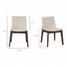 Moe's Home Collection Deco Dining Chair Cream White PVC - With Dimensions