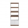 Manhattan Comfort Mid-Century Modern Ratzer Bookcase with 5 Shelves in White and Brown