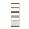 Manhattan Comfort Mid-Century Modern Ratzer Bookcase with 5 Shelves in White and Brown - Manhattan Comfort Mid-Century Modern Ratzer Bookcase with 5 Shelves in White and Brown
