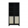 Manhattan Comfort Sheridan Modern Cane Bookcase with Adjustable Shelves Black Front