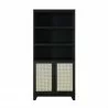 Manhattan Comfort Sheridan Modern Cane Bookcase with Adjustable Shelves Black Front - Manhattan Comfort Sheridan Modern Cane Bookcase with Adjustable Shelves Black Front
